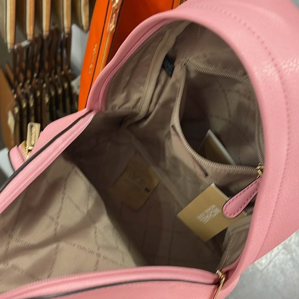MICHAEL KORS Maisie Medium Pebbled Leather 2-in-1 Backpack Carnation NWT